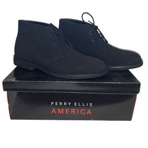 NEW Perry Ellis Craig Men's BLACK Size 10.5 Suede Leather Dress Ankle Boots